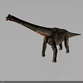 Realistic Long Neck Dinosaur 3D Model With Gray Body And Red Markings