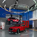 Modern Mazda CX-30 Showroom With Red Car Display Glass Walls And 30 Illuminated Design