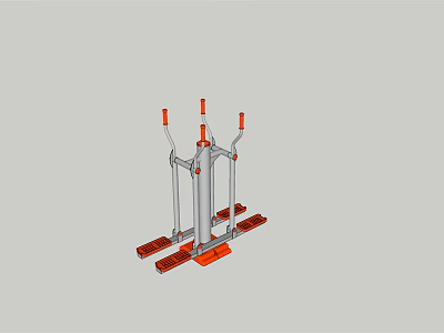 Sturdy Metal Frame Sports Equipment With Red Base And Multiple Handles For Fitness Training 3d model