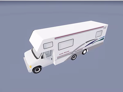 White Road Tamer RV With Side Windows And Decorative Stripes 3d model