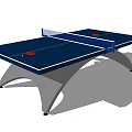 Durable Professional Ping Pong Table With Blue Tabletop And Curved Metal Frame Including Net And Paddles