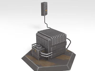 Industrial Mechanical Equipment With Radiator Fins Control Unit And Pipes On Hexagonal Base 3d model