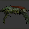 Insectoid Arachnid Character With Green Spiked Body Red Carapace And Multiple Thorny Legs