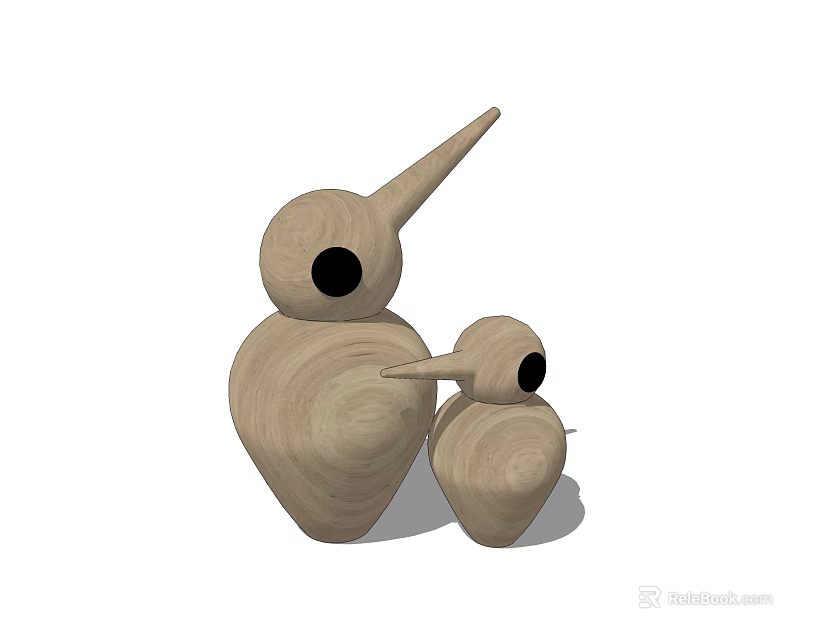 Minimalist Wooden Decorative Ornament Set With Large And Small Abstract Figures 3d model 