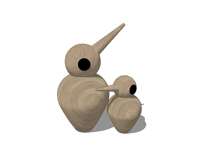 Minimalist Wooden Decorative Ornament Set With Large And Small Abstract Figures 3d model