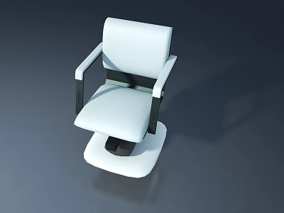 Modern White Salon Chair With Black Armrests And Stable Base Design 3d model