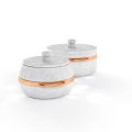Ceramic Vessels with Lids Copper Bands and Handles in Gray Color
