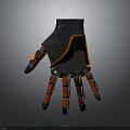 Character's Bionic Mechanical Glove For Human Creature With Black And Orange Joints