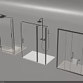 Modern Glass Shower Enclosures Featuring Various Shower Heads and Black Frames