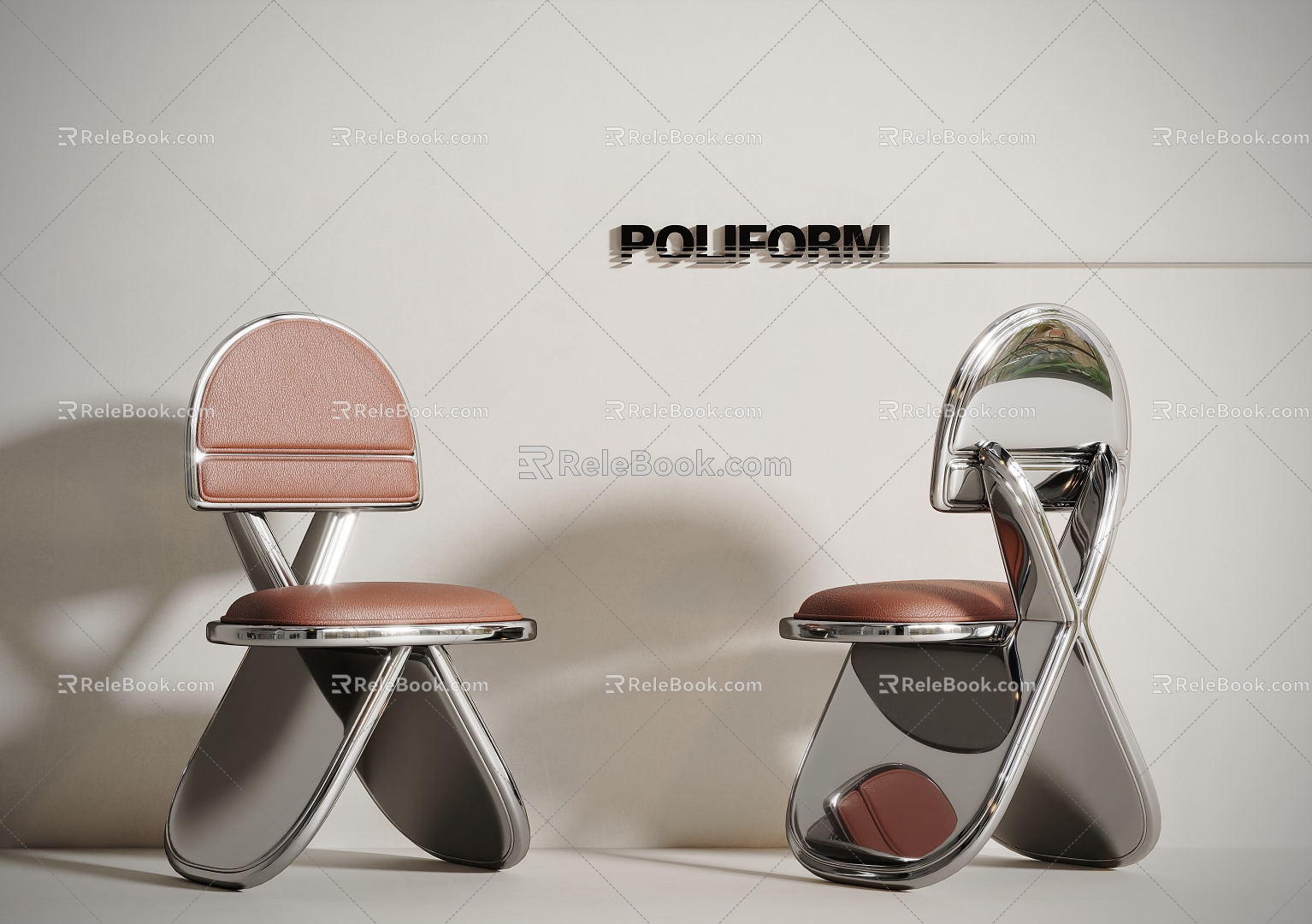 Modern Metal Single Chair Restaurant 3d model