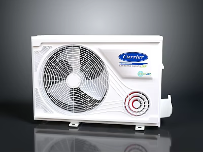 Carrier White Window Air Conditioner With Fan Grille And Control Knob 3d model