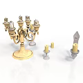 Gold Candelabra With Multiple Arms And Decorative Candle Holders Set