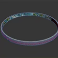 Circular Decorative Ring with Blue Green Patterns and Ornate Edge Design 3d model