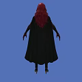 Striking Game And Movie Character With Red Hair Black Cape And Long Boots
