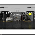 Modern Auto Detailing Shop Interior With Display Cars And Lighting Fixtures