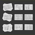 Stacked And Scattered White Papers On Gray Background Surface 3d model