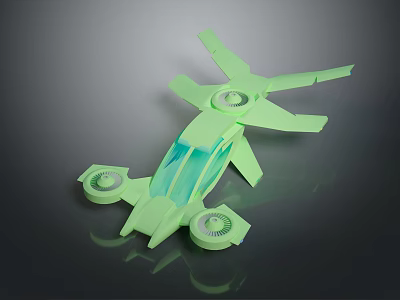 Green Experimental Equipment Featuring Multiple Blade Like Arms Transparent Central Section And Circular Bases 3d model