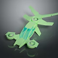 Green Experimental Equipment Featuring Multiple Blade Like Arms Transparent Central Section And Circular Bases