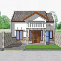 Modern Single Family House Exterior With Brown Roof Porch Front Yard Black Car And Trees