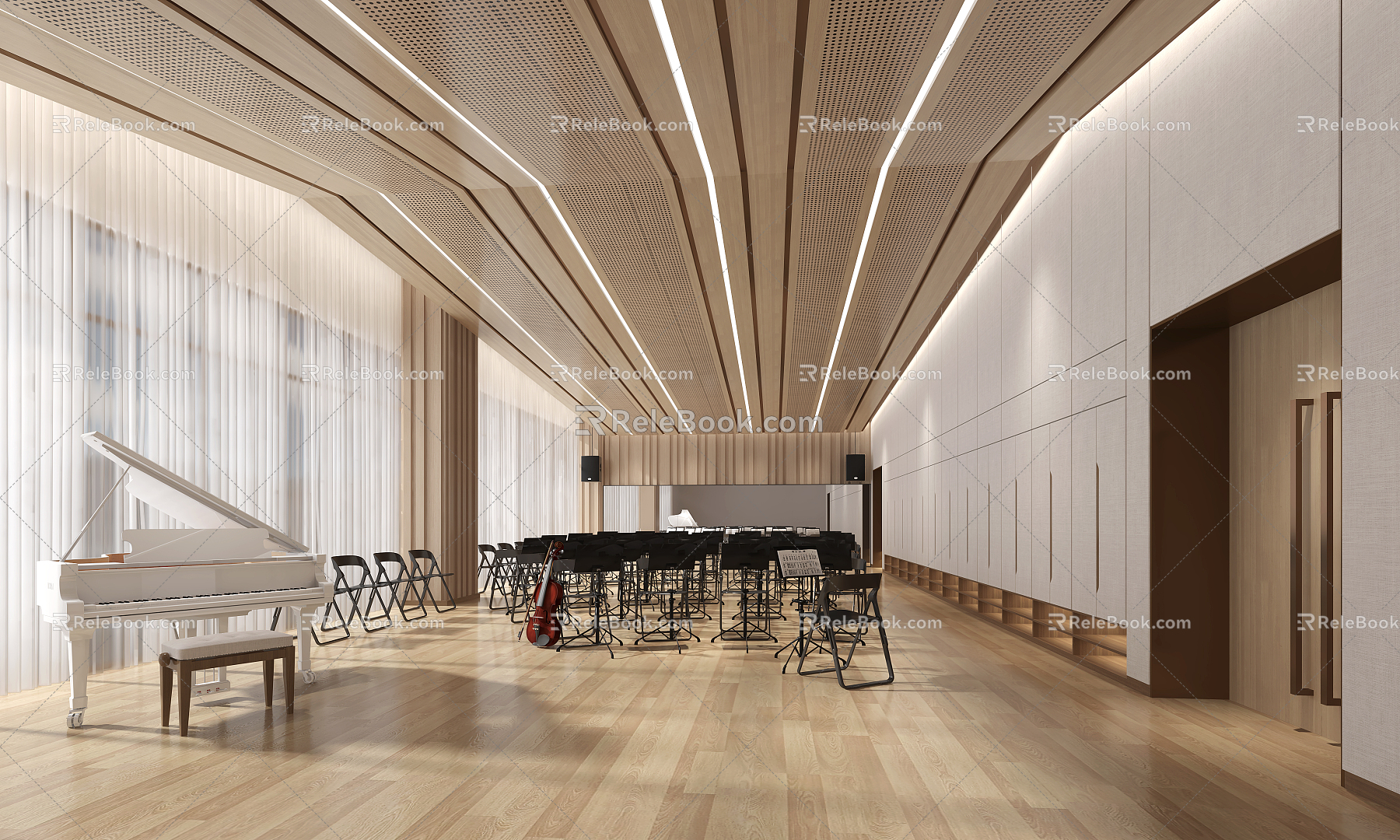 Modern Music Room Music Rehearsal Hall 3d model