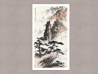 Huangshan Songyun Dong Shouping Landscape Decorative Painting Wall Decorative Painting 3d model