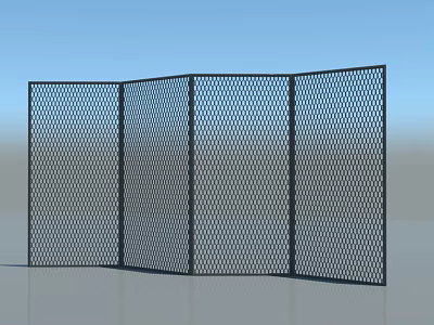 Black Metal Foldable Fence With Diamond Mesh Design For Outdoor Use 3d model