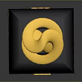 Elegant Black Display Cabinet With Golden Trophy Ornament And Logo Design