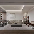 Modern Living Room Interior With Sofa Coffee Table And Bookshelf 3d model