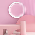 Soft Pink Modern Interior Decorative Elements With Geometric Circles Column And Platform 3d model