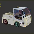 White Small Work Truck With Yellow Warning Light TID Logo And Flatbed Design 3d model