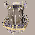Cylindrical Building Component With Metal Framework And Support Platform Railings 3d model