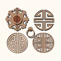 Chinese handle copper handle combination 3d model