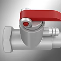 Silver Metal Pipe Valve With Red Handle And Connection Ports For Industrial Use