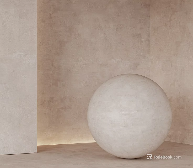 White Sphere Table Lamp Illuminating Light Colored Wall Corner Minimalist Interior 3d model 