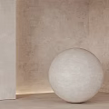 White Sphere Table Lamp Illuminating Light Colored Wall Corner Minimalist Interior