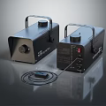 Two Black Commercial Fog Machines With Handles Controller And Power Cables 3d model