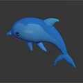 Cute Blue 3D Dolphin Model With Cartoon Style And Reflective Surface 3d model