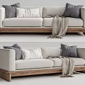 Nordic Double Sofa Multiplayer Sofa 3d model