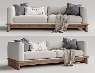 Nordic Double Sofa Multiplayer Sofa 3d model