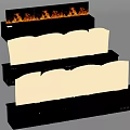 Modern Black Linear Fireplace Design With Burning Flames For Interior Decor 3d model