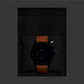 Elegant Modern Watch With Orange Strap In Open Black Box 3d model