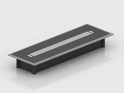 Sleek Modern Conference Table With Rectangular Black Tabletop And Gray Accent Strip For Office Meetings 3d model