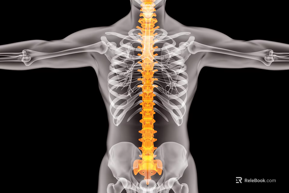 Human Limb Organs With Spinal Column In Anatomical Skeletal Structure View 3d model 