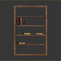 Wooden Bookshelf Interior Design With Multiple Shelves And Stacked Books
