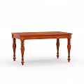 Classic Wooden Dining Table With Carved Legs Rectangular Top And Drawer 3d model