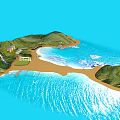 Stunning Private Tropical Island Landscape With Lush Green Hills Sandy Beaches And Clear Blue Ocean
