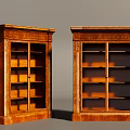 Vintage Wooden Bookcase With Carved Details Glass Doors And Multiple Shelves