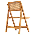 Wooden Leisure Chair With Rattan Seat And Backrest For Comfortable Outdoor Relaxation