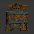 Colorful Carved Decorative Storage Box With Intricate Patterns And Ornate Design