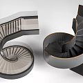 Modern Spiral Staircase Design With Light And Dark Colored Glass Elements 3d model